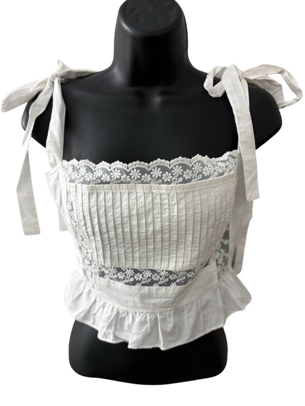 Princess Polly White Tie-Shoulder Lace Crop Top
